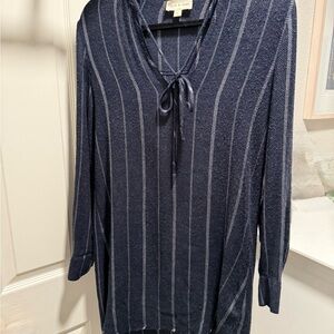 Cloth & Stone Midnight Blue Striped Long Sleeve Dress